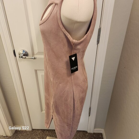 GUESS Pale Pink Suede Feel Midi Dress. NWT. Size 8. Host Pick - Picture 7 of 10
